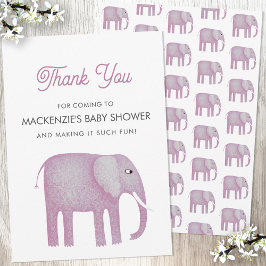 Tack för ditt kort för rosa Elephant Baby Shower
