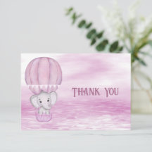 Tack för ditt kort för rosa Elephant Luftballong