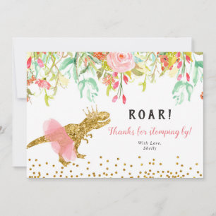 Tack för ditt kort för rosa Girl Dinosaur