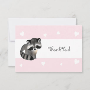 Tack för ditt kort för rosa Heart Raccoon