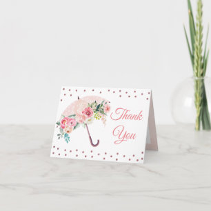 Tack för ditt kort för rosa och persiko-paraplyer