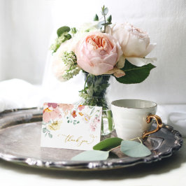 Tack för ditt kort för rosa och rödblommor