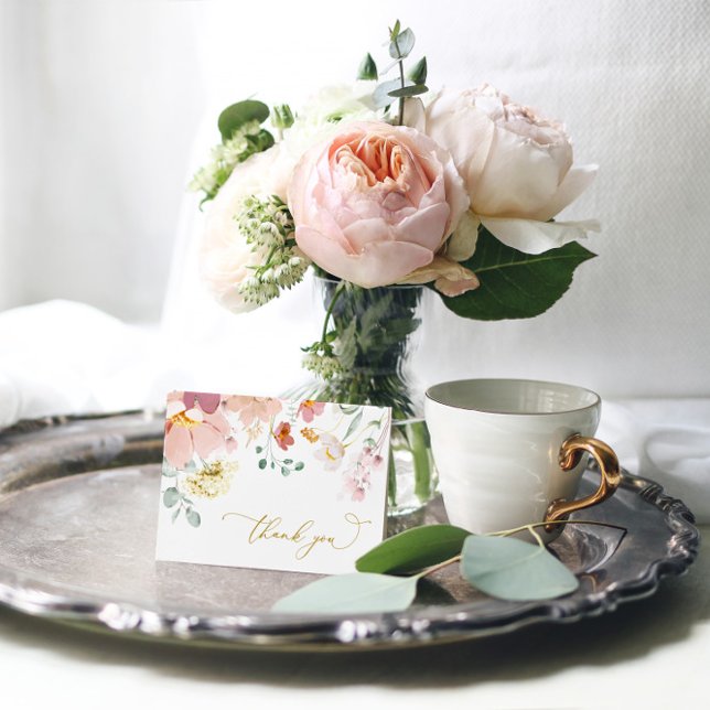 Tack för ditt kort för rosa och rödblommor (Skapare uppladdad)
