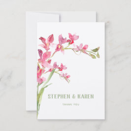 Tack för ditt kort för rosa Orchid Elegant bröllop