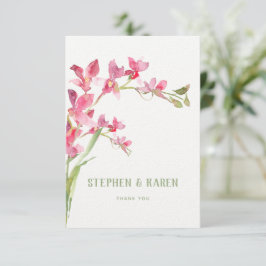 Tack för ditt kort för rosa Orchid Elegant bröllop