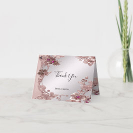 Tack för ditt kort för rosa Ornate Blommigt