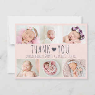 Tack för ditt kort för rosa på baby-flickor