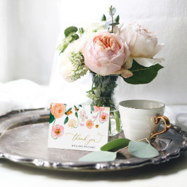 Tack för ditt kort för rosa Poppy Blommigt Bröllop