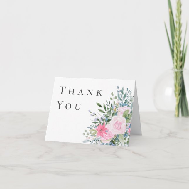 Tack för ditt kort för rosa ros (Framsida)