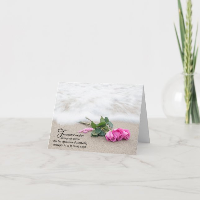 Tack för ditt kort för rosa ros på bålsymtom (Framsida)