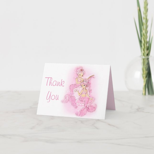 Tack för ditt kort för rosa Sjöjungfruar Brudens s (Framsida)