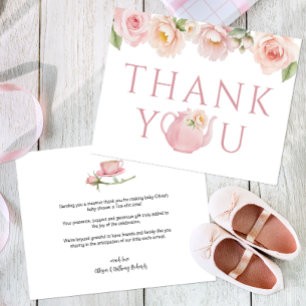 Tack för ditt kort för rosa Tea Party Baby Shower