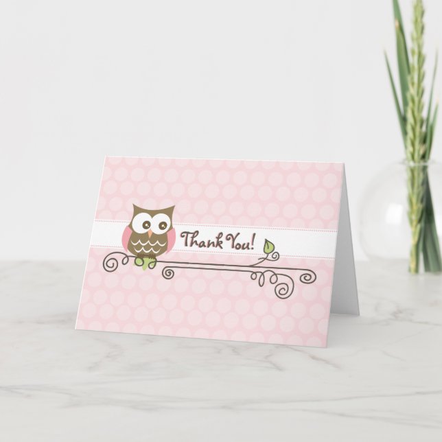 Tack för ditt kort för rosa Uggla (Framsida)