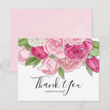 Tack för ditt kort för rosa Watercolor Ro Baby Sho