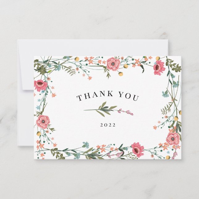 Tack för ditt kort för rosa Wildblomma (Framsida)