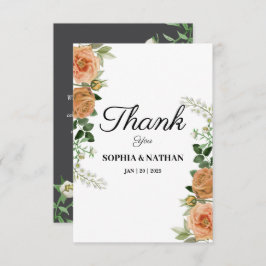 Tack för ditt kort för Rustic Peach Blommigt Bröll