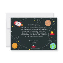 Tack för ditt kort för Rymden Födelsedagsfest