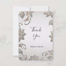 Tack för ditt kort för Silver Guld Blommigt