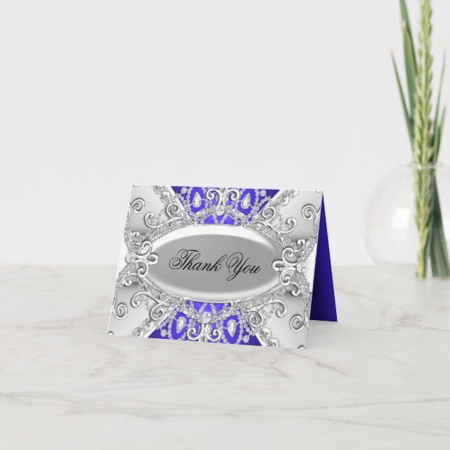 Tack för ditt kort för silver och blå diamantdiame (Framsida)