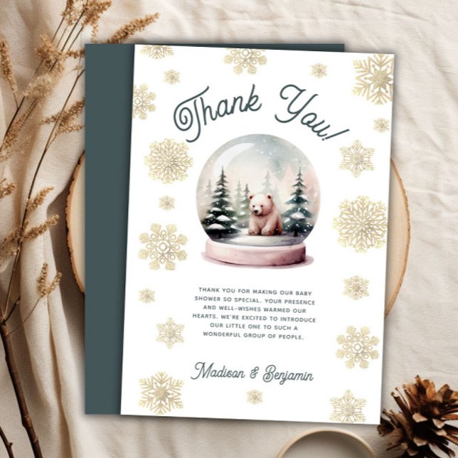 Tack för ditt kort för snöflingor (Winter Snowflake Baby Shower Thank You Card)