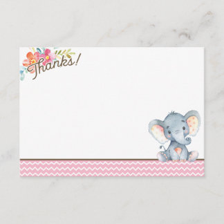 Tack för ditt kort för tjejen Elephant Baby Shower