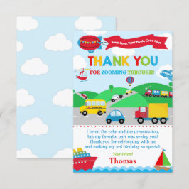 Tack för ditt kort för Transport Födelsedagsfest