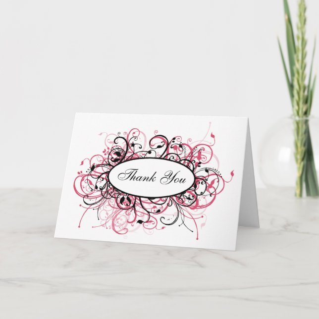 Tack för ditt kort för trendiget rosa (Framsida)