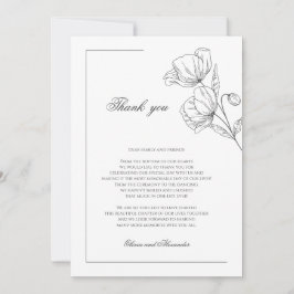 Tack för ditt kort för vallmoblommor elegant bröll