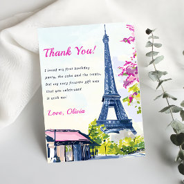 Tack för ditt kort för vattenfärgen Eiffel Torn