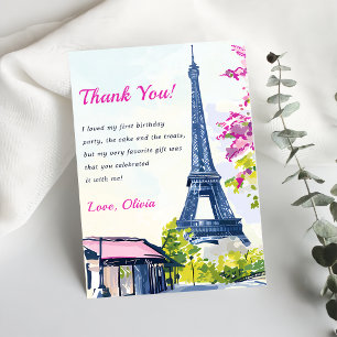 Tack för ditt kort för vattenfärgen Eiffel Torn