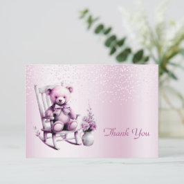 Tack för ditt kort för vattenfärgen Rosa Baby Björ