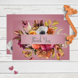 Tack för ditt kort för vintage Blommigt Jewel Fuch