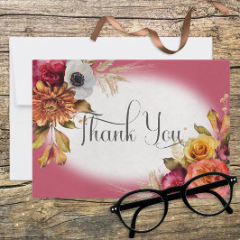 Tack för ditt kort för vintage Blommigt Rust & Fuc