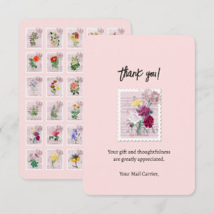 Tack för ditt kort för vintage Flower Frimärke Mai