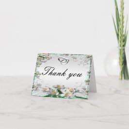 Tack för ditt kort för vit Blommigt i elegant