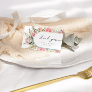 Tack för ditt kort för vit bohemisk Blommigt, eleg