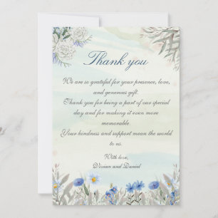 Tack för ditt kort för Watercolor Blue Wildblomma