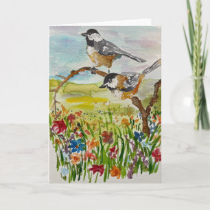Tack för ditt kort för Watercolor Chickadee Pair