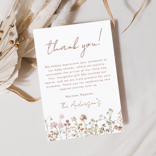 Tack för ditt kort för WildblomBaby Shower Terraco (Skapare uppladdad)