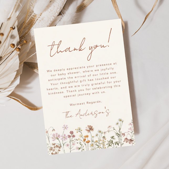 Tack för ditt kort för WildblomBaby Shower Terraco Flygblad (Skapare uppladdad)
