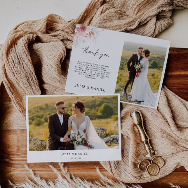 Tack för ditt kort för Wildblomma Bröllop (Wildflower Wedding Thank You Card)