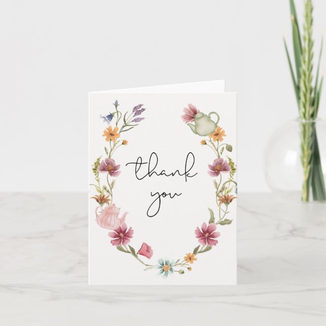 Tack för ditt kort för Wildblomma Tea Party (Framsida)