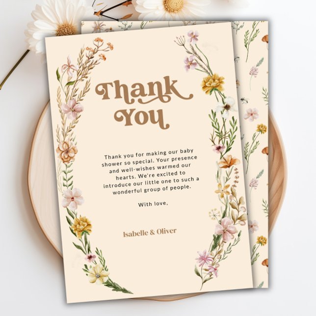 Tack för ditt kort för Wildbloms Blommigt (Wildflower Floral Thank You Card)