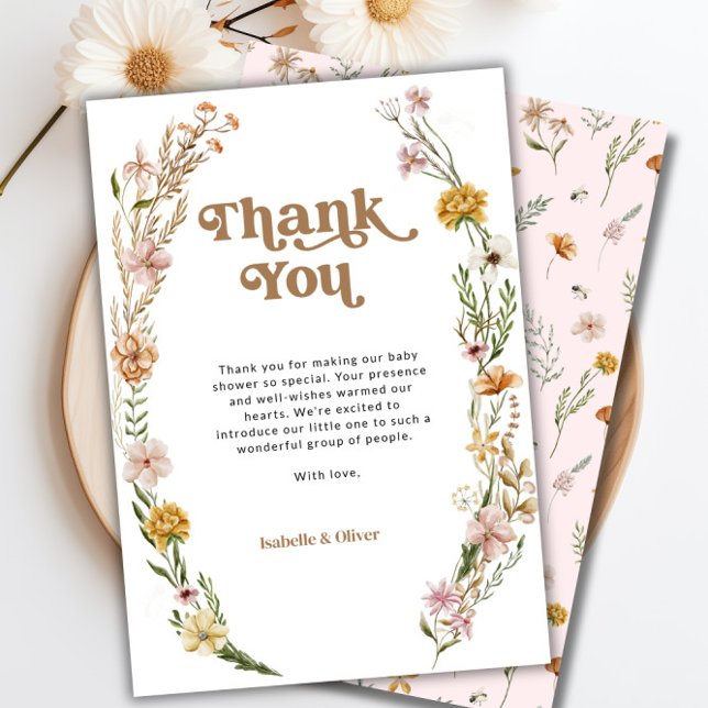 Tack för ditt kort för Wildbloms Blommigt (Wildflower Floral Thank You Card)
