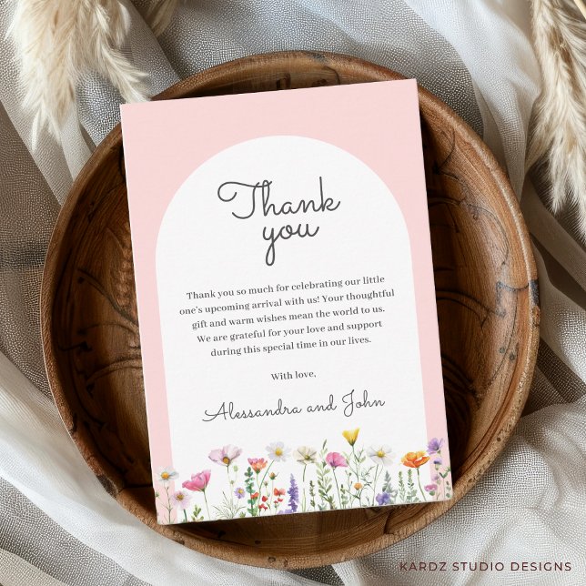 Tack för ditt kort för Wildblomsterbabyn (Thank you card shown in 3.5 x 5 inches. Add your custom text and choose size, paper and corner style)