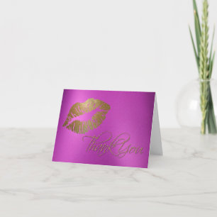 Tack för ditt kort, Girly Guld Lip Skriv ut Kort