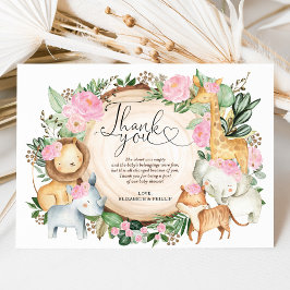 Tack för ditt kort, Girly Jungle Safari Vilda djur Inbjudningar
