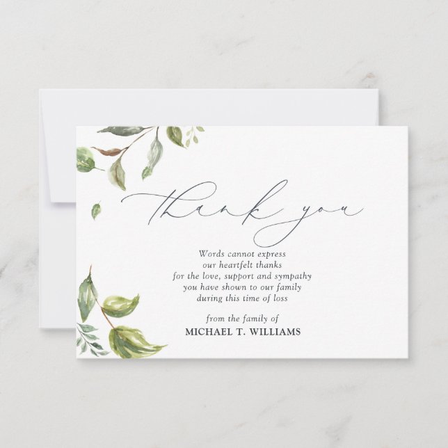 Tack för ditt kort - Greenery Memorial Photo (Framsida)