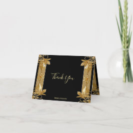 Tack för ditt kort, Guld Black Ornate Blommigt