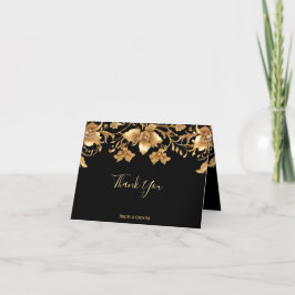 Tack för ditt kort, Guld Black Ornate Blommigt